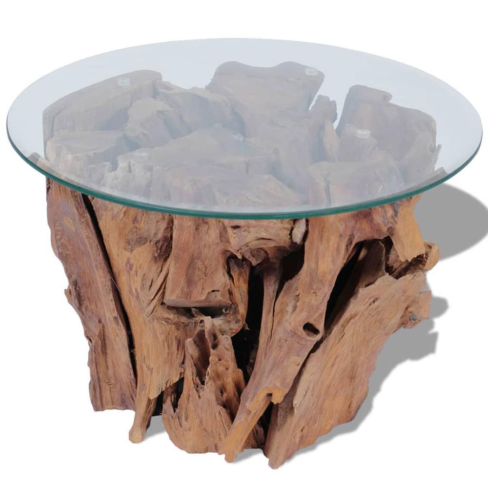 vidaXL Coffee Table Solid Teak Driftwood 23.6", 243474. Picture 1