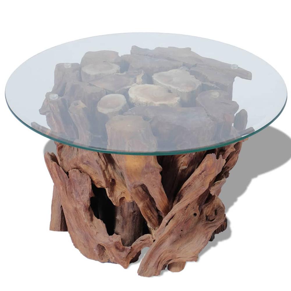 vidaXL Coffee Table Solid Teak Driftwood 23.6", 243474. Picture 2