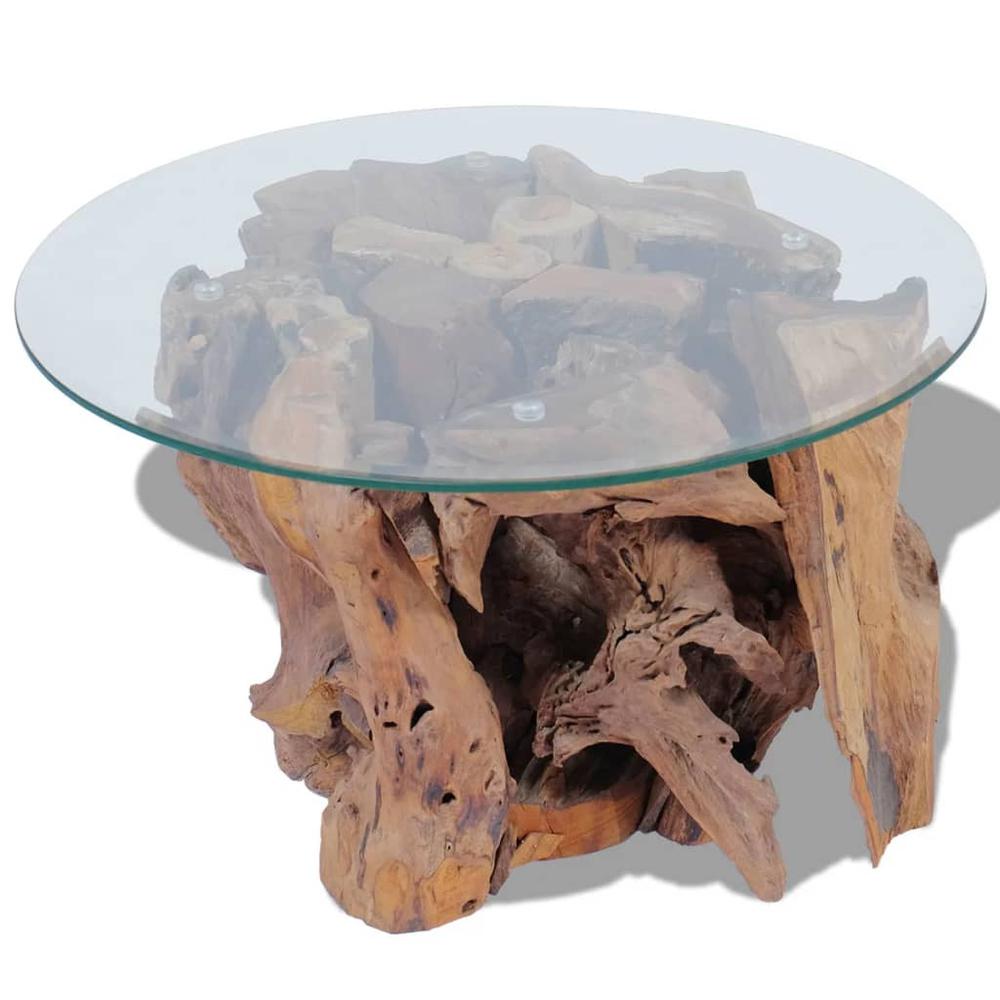vidaXL Coffee Table Solid Teak Driftwood 23.6", 243474. Picture 4