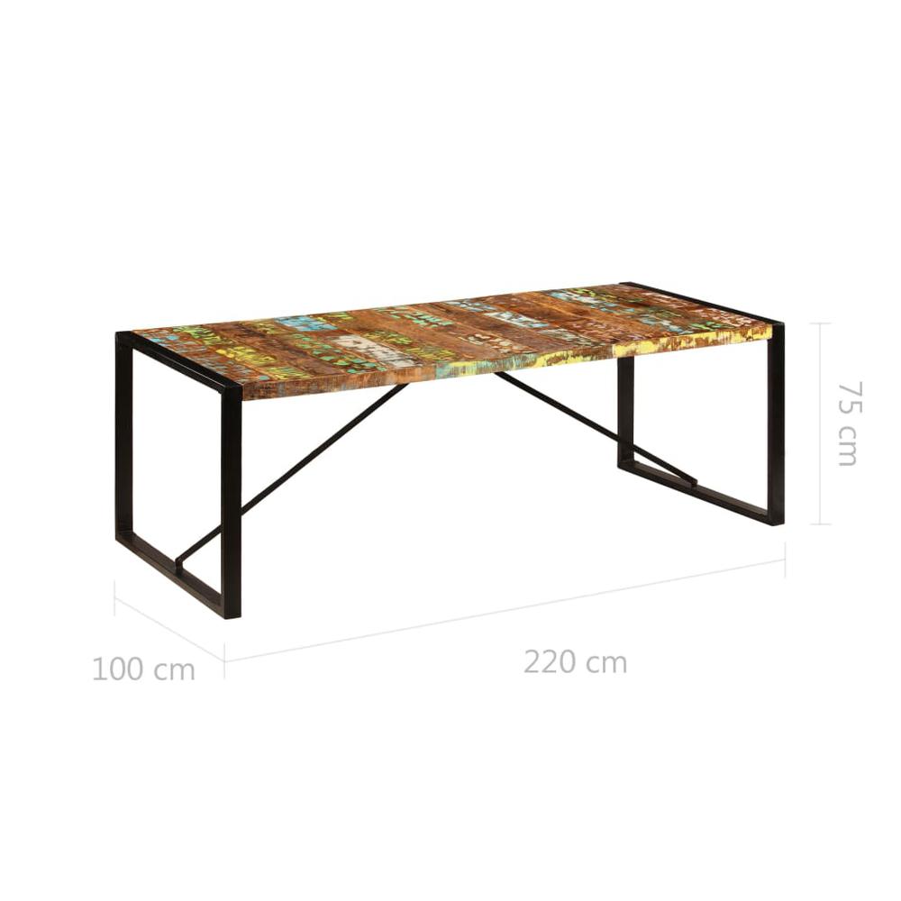 vidaXL Dining Table 86.6"x39.4"x29.5" Solid Reclaimed Wood, 247409. Picture 6