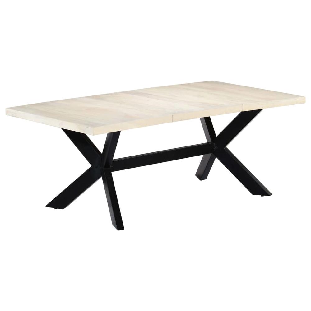 vidaXL Dining Table White 78.7"x39.4"x29.5" Solid Mango Wood 7428. Picture 1