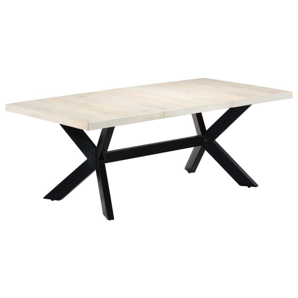 vidaXL Dining Table White 78.7"x39.4"x29.5" Solid Mango Wood 7428. Picture 11