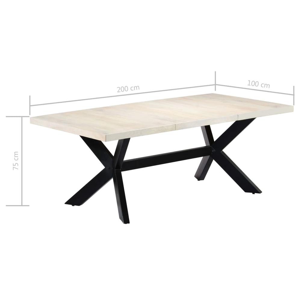 vidaXL Dining Table White 78.7"x39.4"x29.5" Solid Mango Wood 7428. Picture 7