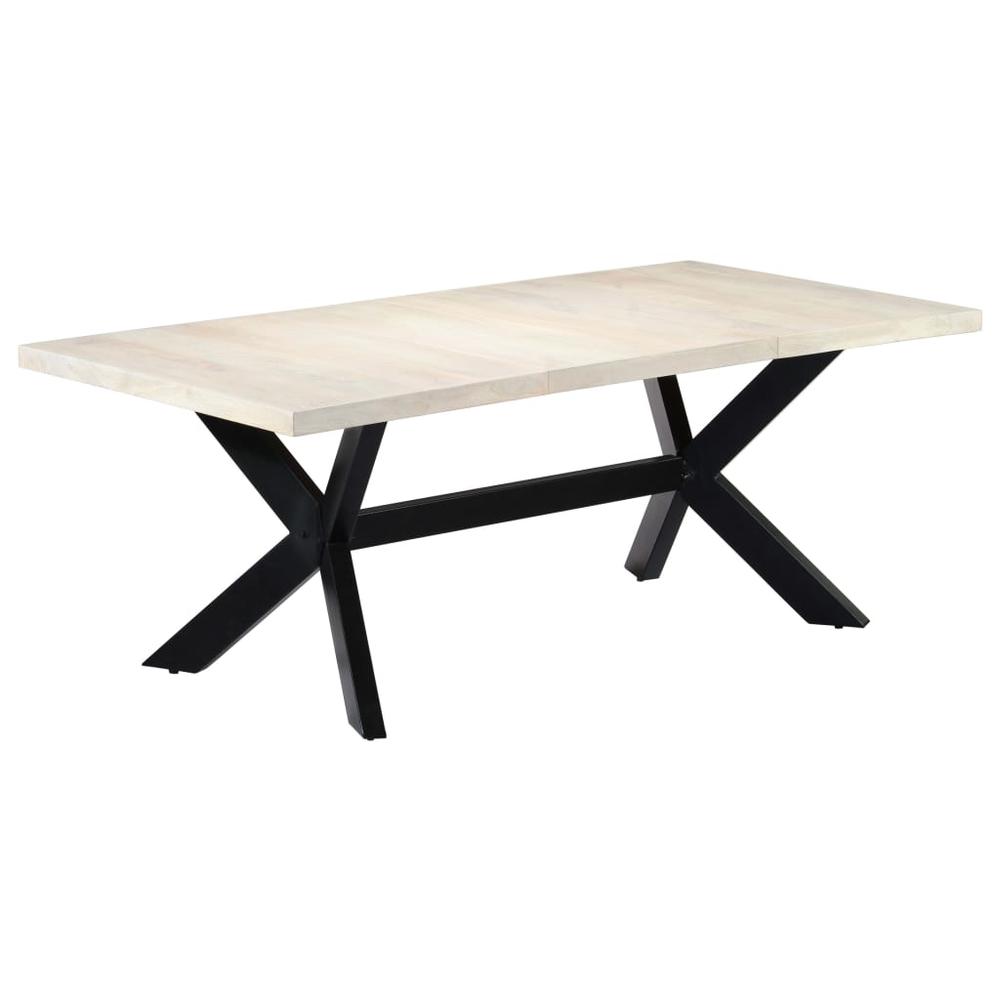 vidaXL Dining Table White 78.7"x39.4"x29.5" Solid Mango Wood 7428. Picture 10