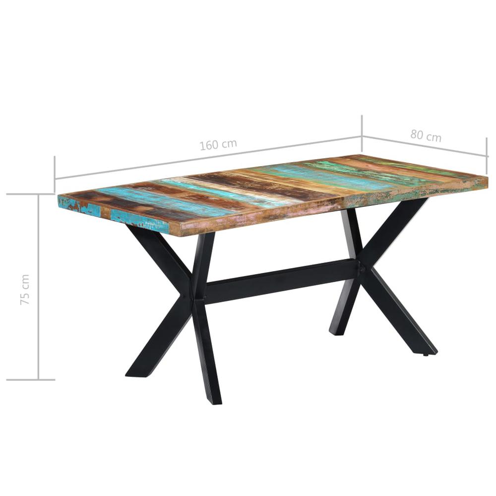 vidaXL Dining Table 63"x31.5"x29.5" Solid Reclaimed Wood, 247435. Picture 7