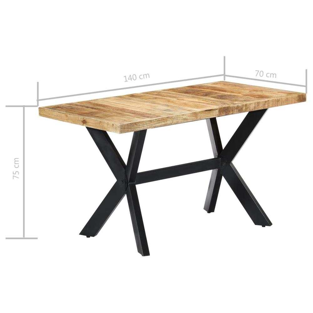 vidaXL Dining Table 55.1"x27.6"x29.5" Solid Rough Mango Wood, 247437. Picture 7
