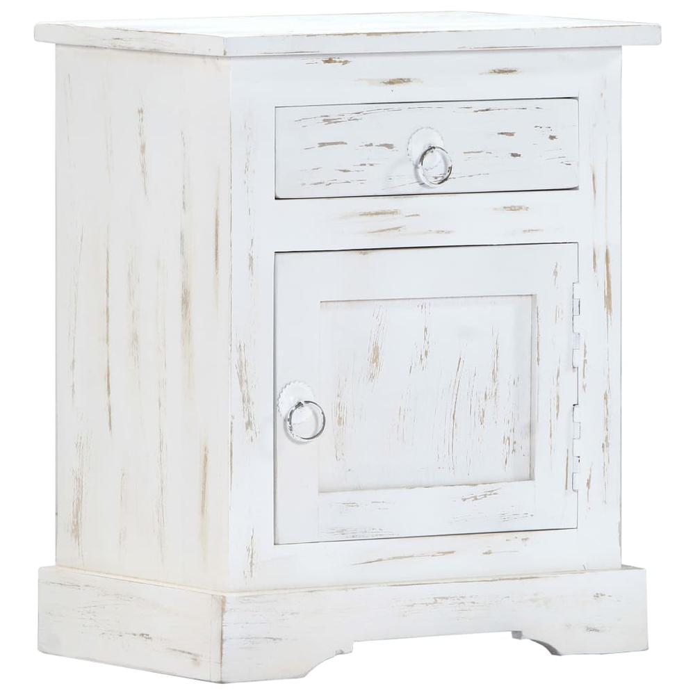 vidaXL Bedside Cabinet White 15.7"x11.8"x19.6" Solid Mango Wood, 247713. Picture 1