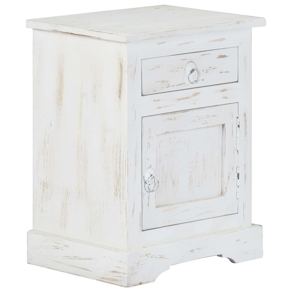vidaXL Bedside Cabinet White 15.7"x11.8"x19.6" Solid Mango Wood, 247713. Picture 5