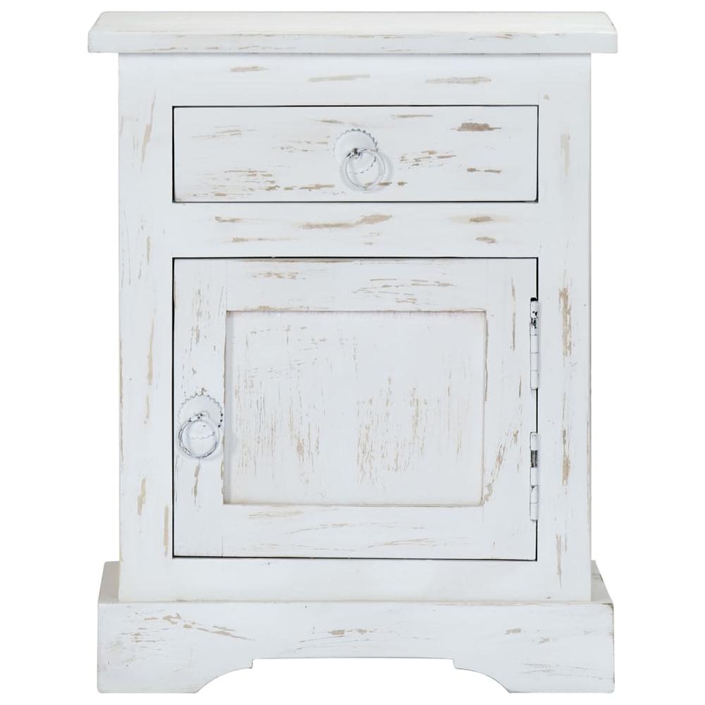 vidaXL Bedside Cabinet White 15.7"x11.8"x19.6" Solid Mango Wood, 247713. Picture 6