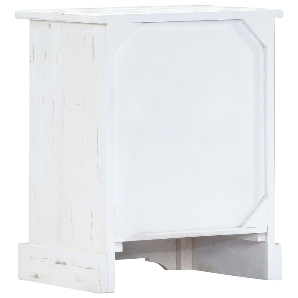 vidaXL Bedside Cabinet White 15.7"x11.8"x19.6" Solid Mango Wood, 247713. Picture 7