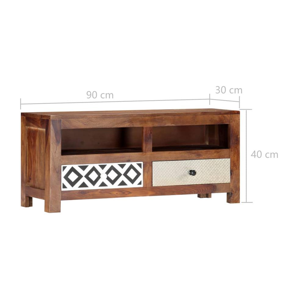 vidaXL TV Cabinet 35.4"x11.8"x15.7" Solid Sheesham Wood, 247734. Picture 7