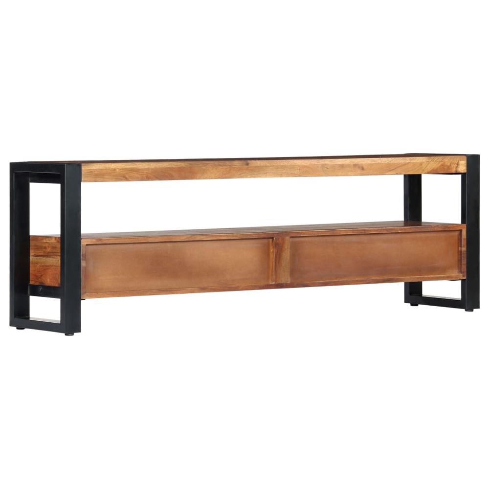 vidaXL TV Cabinet 55.1"x11.8"x17.7" Solid Acacia Wood, 247736. Picture 4