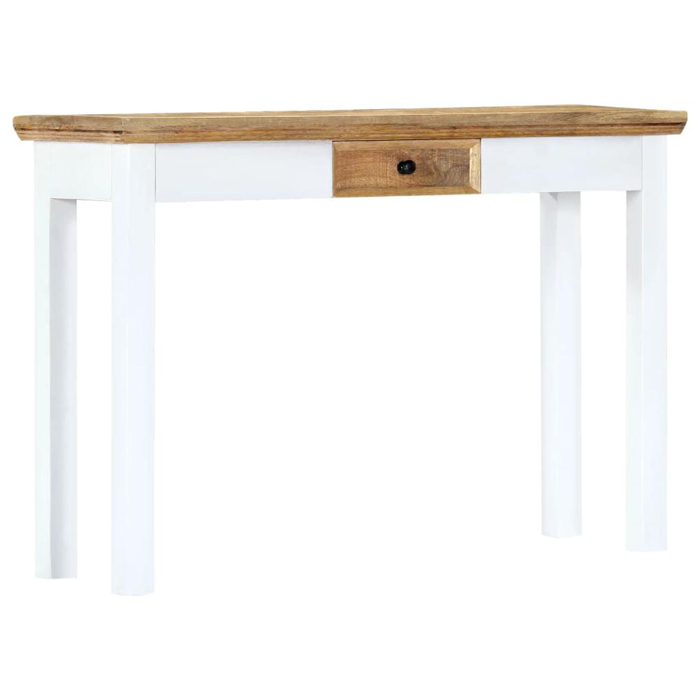 vidaXL Console Table White and Brown 43.3"x13.7"x29.5" Solid Mango Wood, 247737. Picture 1