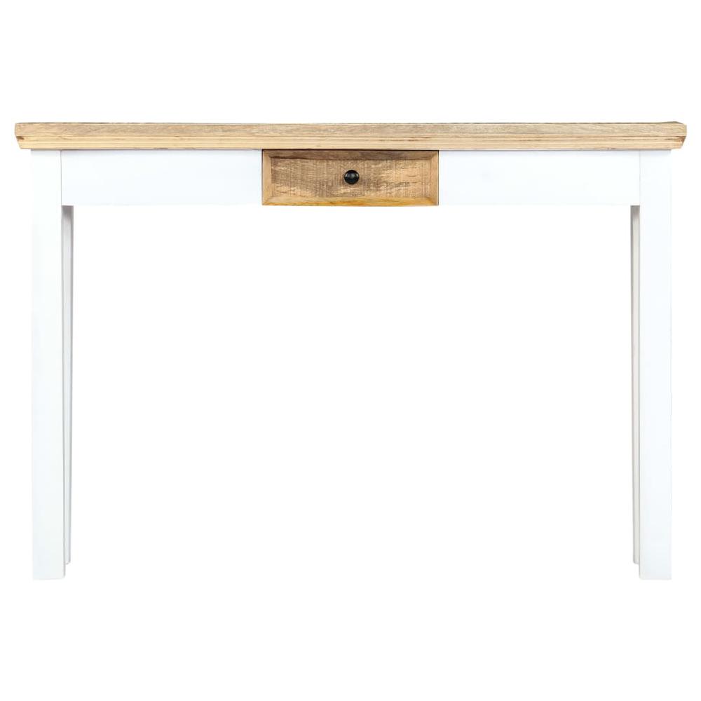vidaXL Console Table White and Brown 43.3"x13.7"x29.5" Solid Mango Wood, 247737. Picture 2
