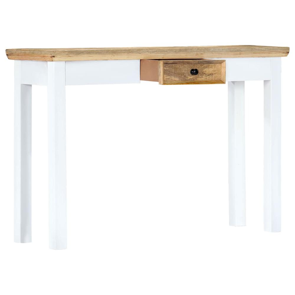 vidaXL Console Table White and Brown 43.3"x13.7"x29.5" Solid Mango Wood, 247737. Picture 3