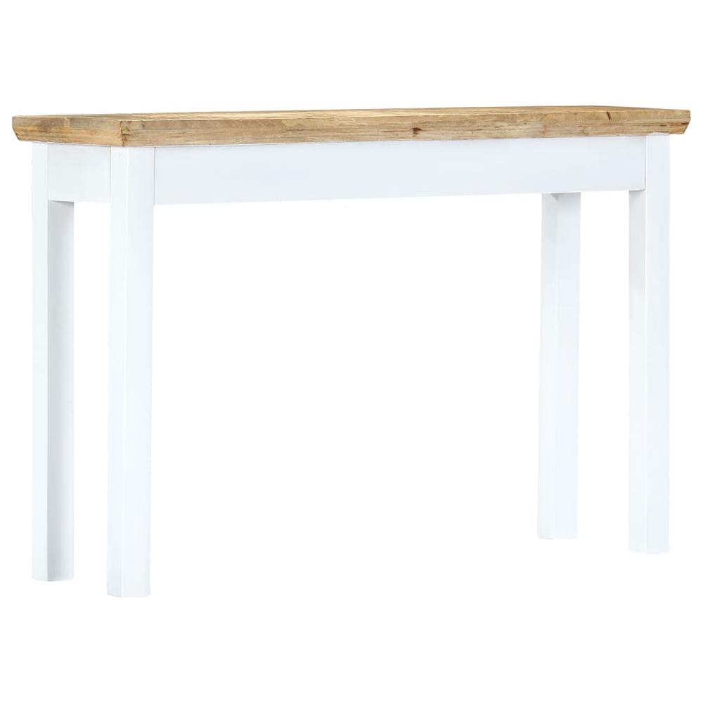 vidaXL Console Table White and Brown 43.3"x13.7"x29.5" Solid Mango Wood, 247737. Picture 4