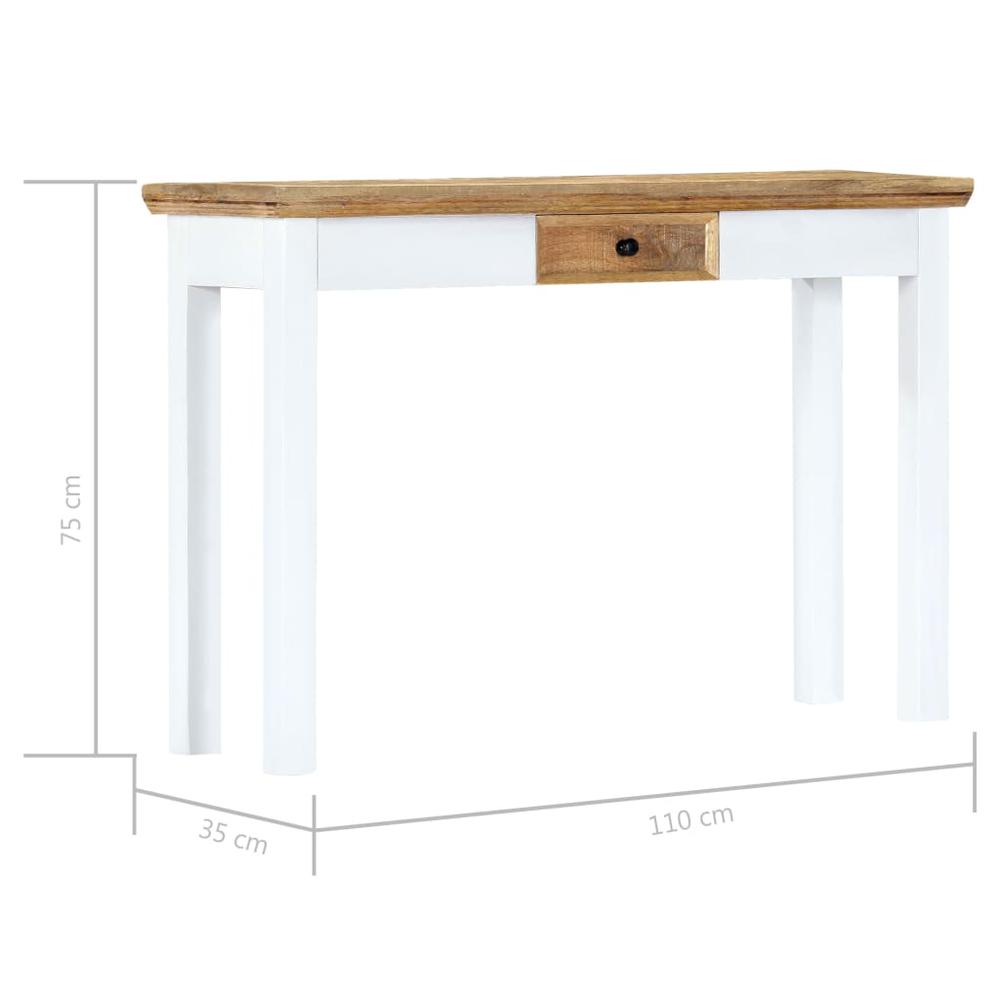 vidaXL Console Table White and Brown 43.3"x13.7"x29.5" Solid Mango Wood, 247737. Picture 7