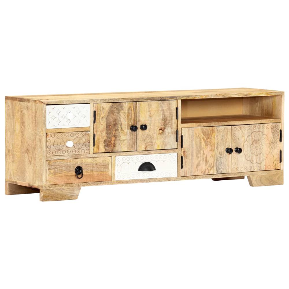 vidaXL TV Cabinet 47.2"x11.8"x15.7" Solid Mango Wood, 247744. Picture 1
