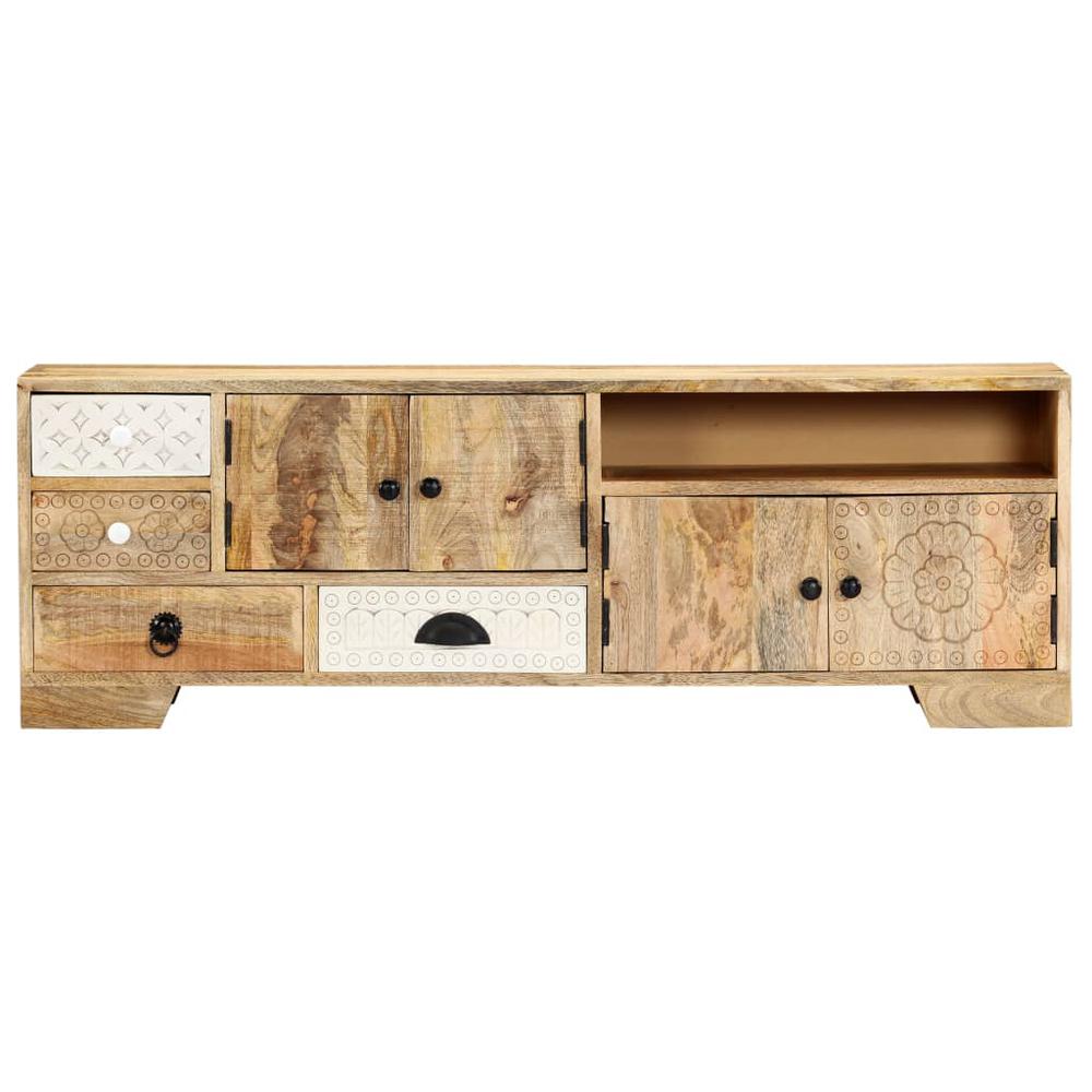 vidaXL TV Cabinet 47.2"x11.8"x15.7" Solid Mango Wood, 247744. Picture 7