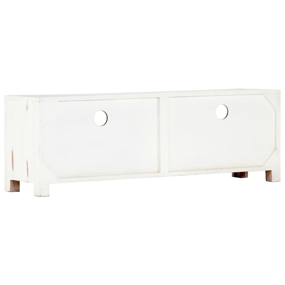 vidaXL TV Cabinet White 47.2"x11.8"x15.7" Solid Acacia Wood, 247746. Picture 5