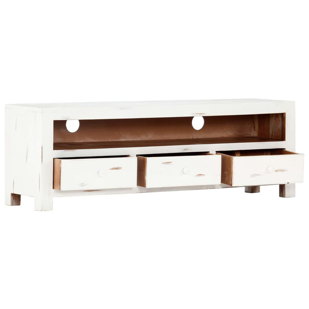 vidaXL TV Cabinet White 47.2"x11.8"x15.7" Solid Acacia Wood, 247746. Picture 6