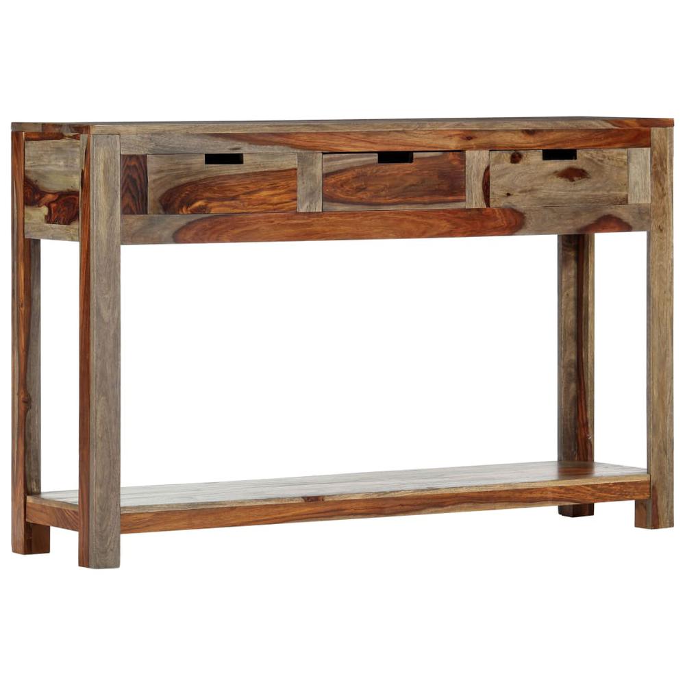 vidaXL Console Table with 3 Drawers 47.2"x11.8"x29.5" Solid Sheesham Wood, 247753. Picture 1