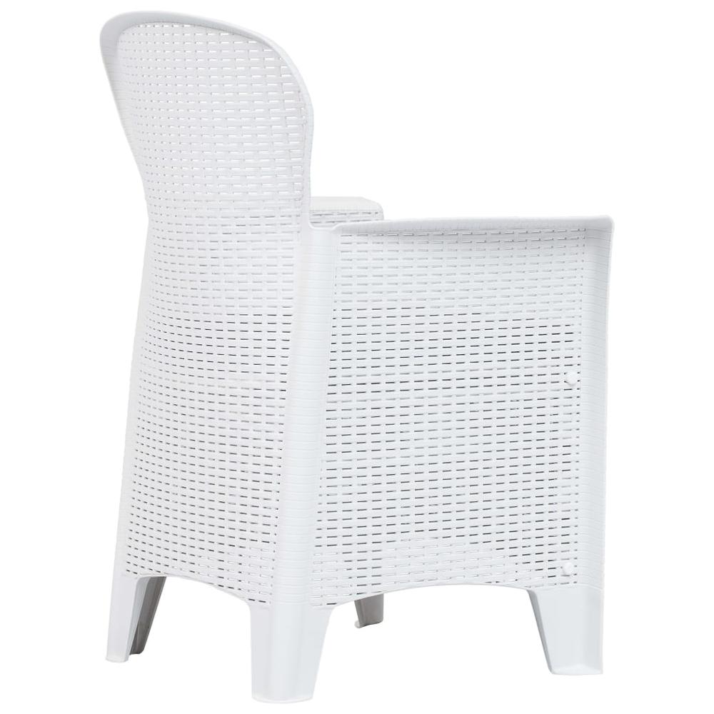 vidaXL Garden Chairs 2 pcs with Cushion White Plastic Rattan Look, 45598. Picture 3