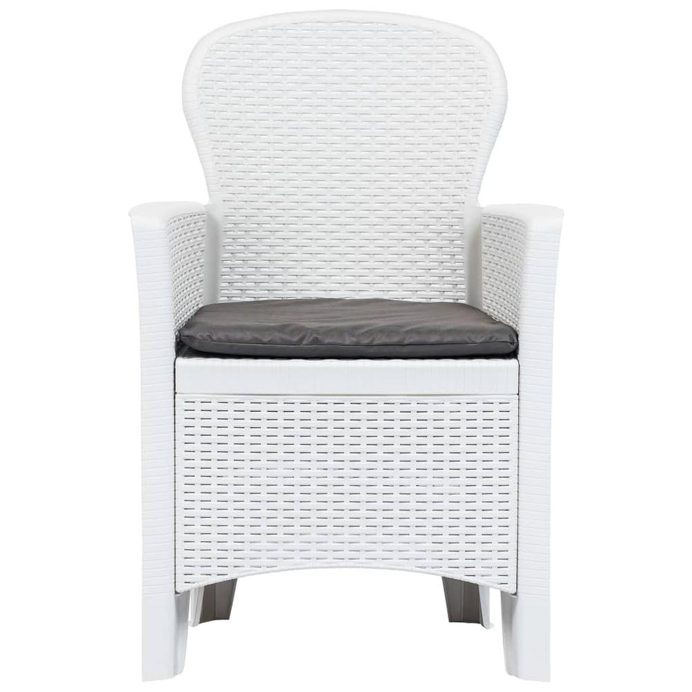 vidaXL Garden Chairs 2 pcs with Cushion White Plastic Rattan Look, 45598. Picture 4