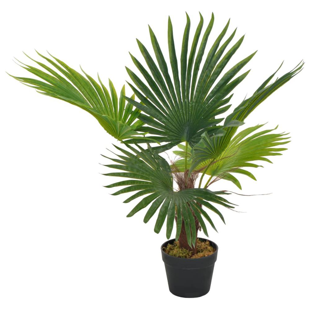 vidaXL Artificial Plant Palm with Pot Green 27.6", 280192. Picture 1