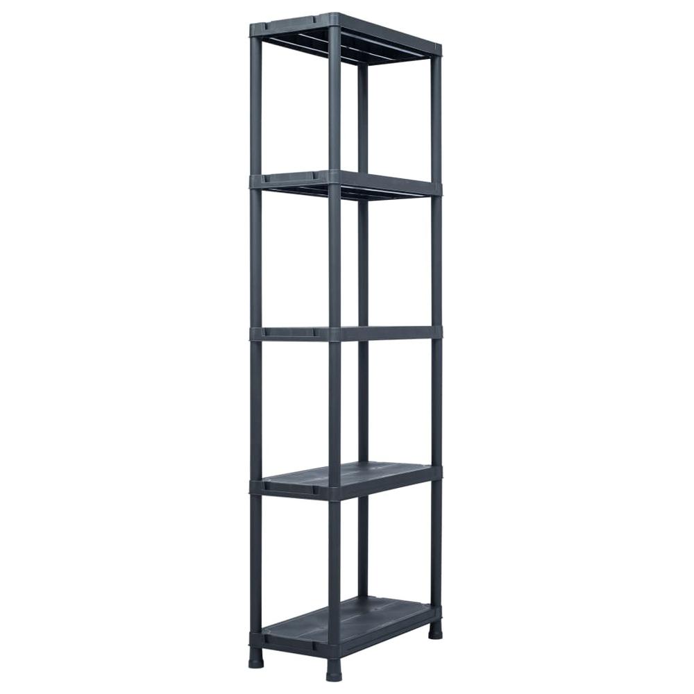 vidaXL Storage Shelf Rack Black 275.6 lb 23.6"x11.8"x70.9" Plastic, 45674. Picture 1