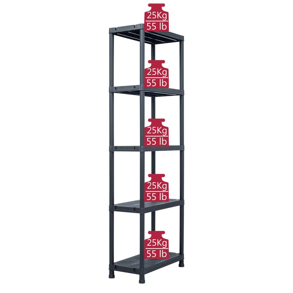 vidaXL Storage Shelf Rack Black 275.6 lb 23.6"x11.8"x70.9" Plastic, 45674. Picture 7