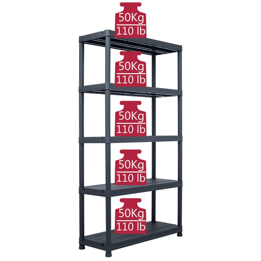 vidaXL Storage Shelf Rack Black 551.2 lb 31.5"x15.7"x70.9" Plastic, 45676. Picture 7