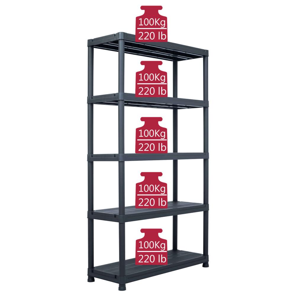 vidaXL Storage Shelf Rack Black 1102.3 lb 39.4"x15.7"x70.9" Plastic, 45678. Picture 7