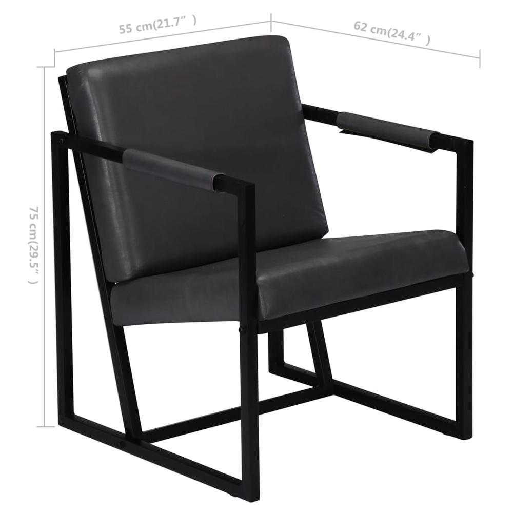 vidaXL Armchair Gray Real Leather. Picture 8