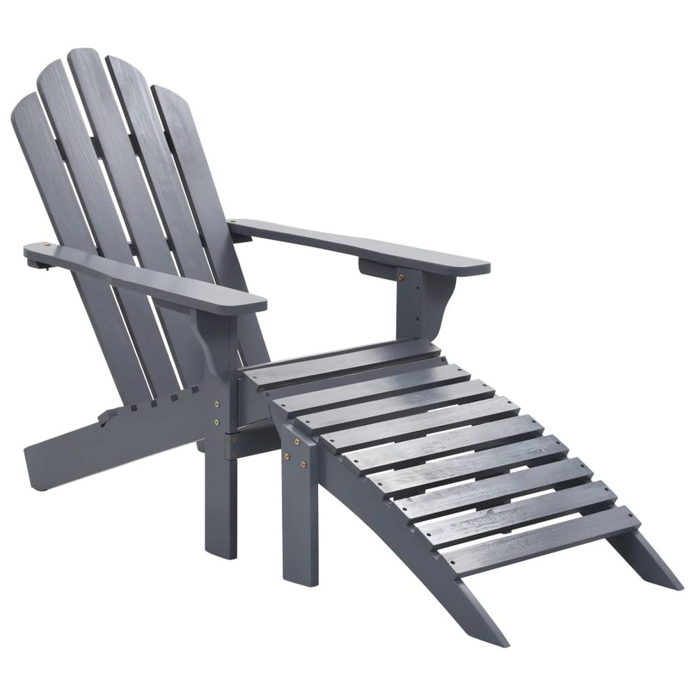 vidaXL Garden Chair with Ottoman Wood Gray, 45700. Picture 1
