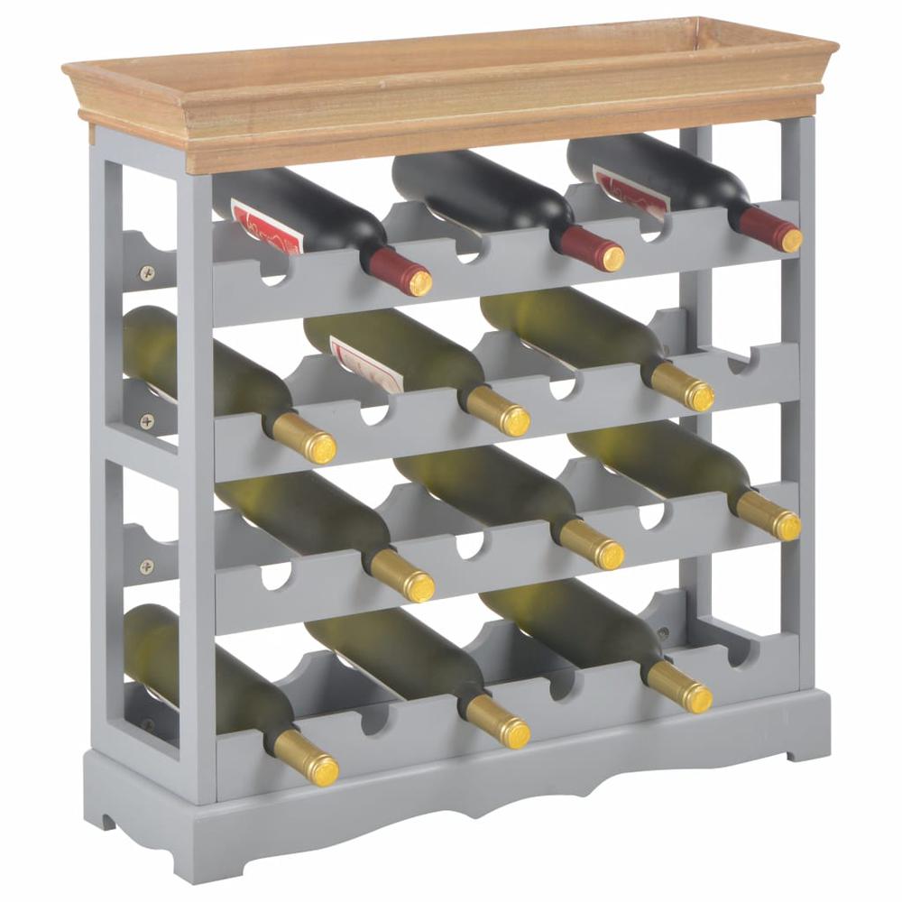 vidaXL Wine Cabinet Gray 27.6"x8.9"x27.8" MDF, 280066. Picture 2