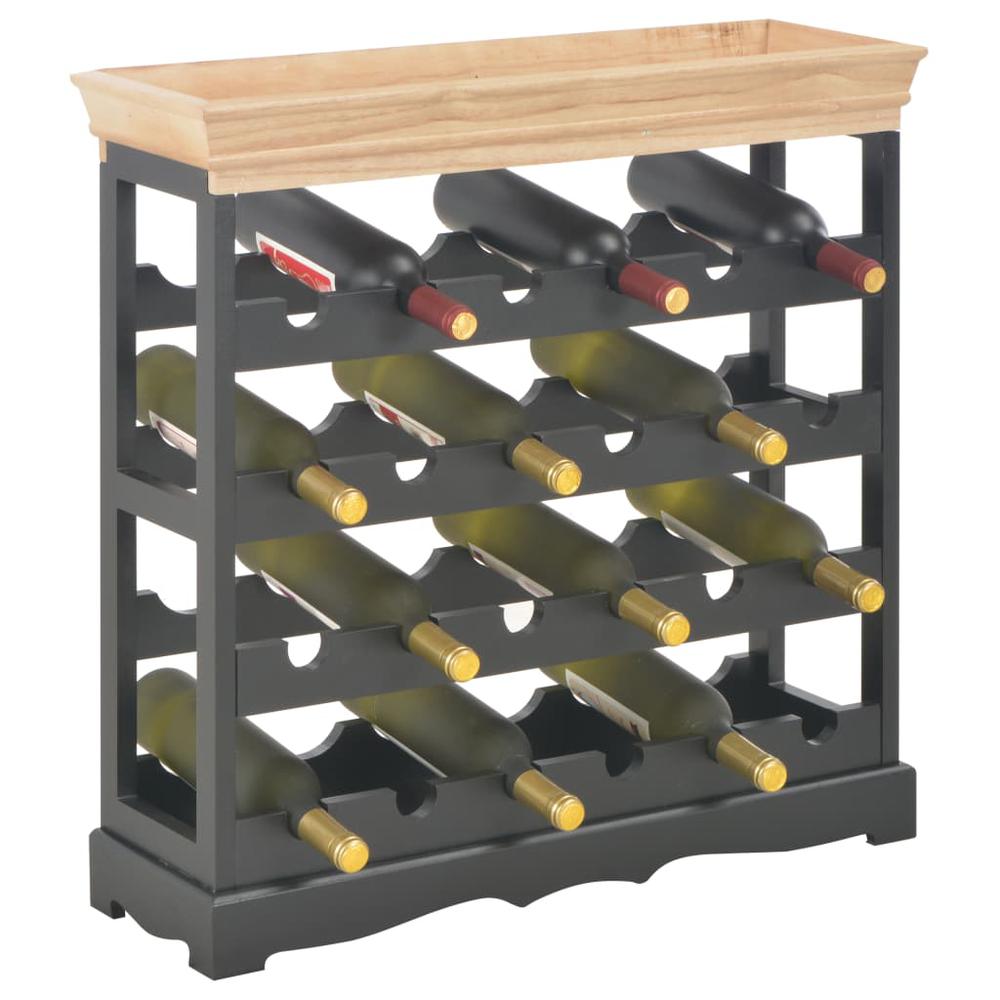 vidaXL Wine Cabinet Black 27.6"x8.9"x27.8" MDF, 280067. Picture 2