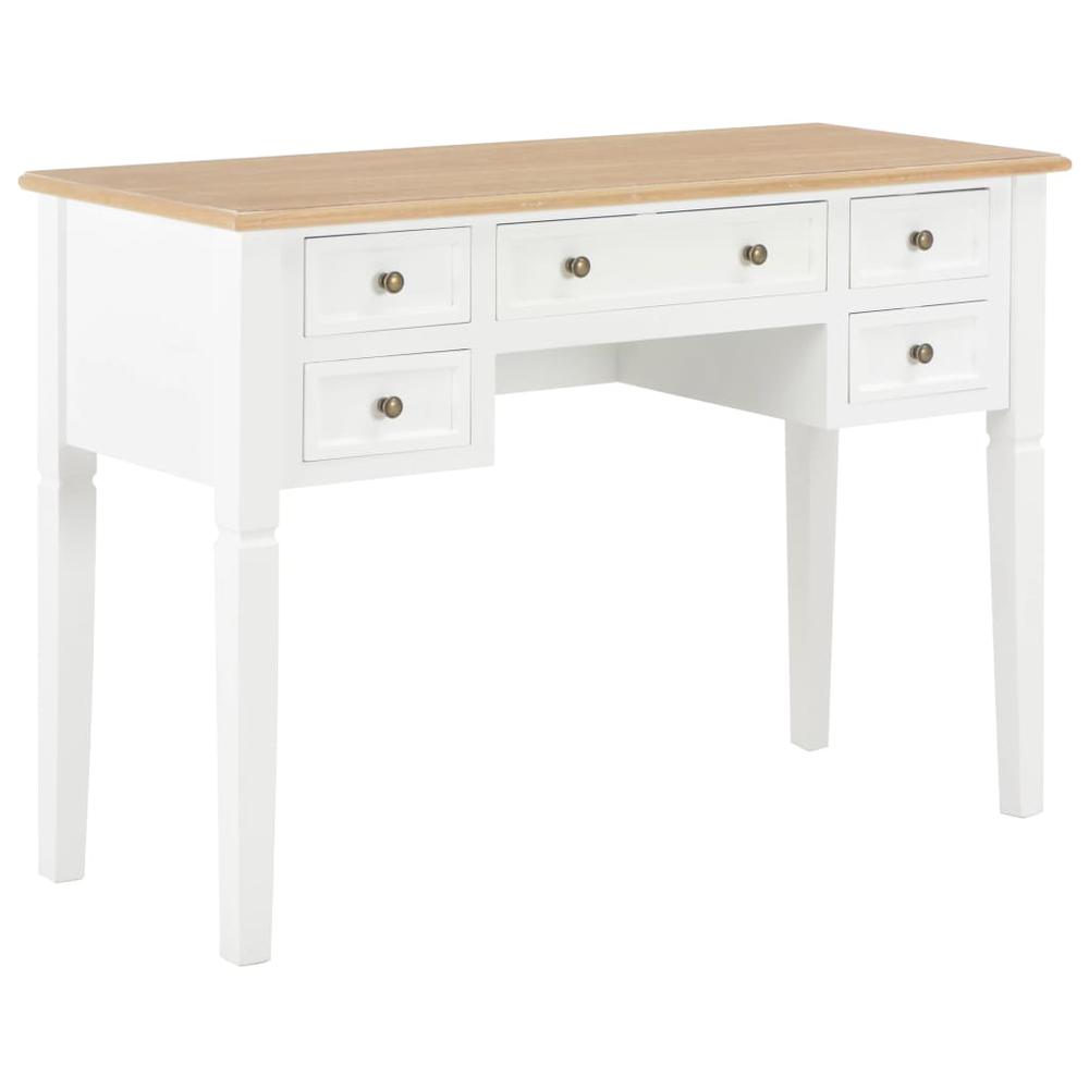 vidaXL Writing Desk White 43.1"x17.7"x30.5" Wood, 280069. Picture 1