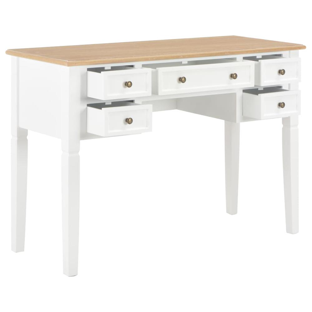 vidaXL Writing Desk White 43.1"x17.7"x30.5" Wood, 280069. Picture 2