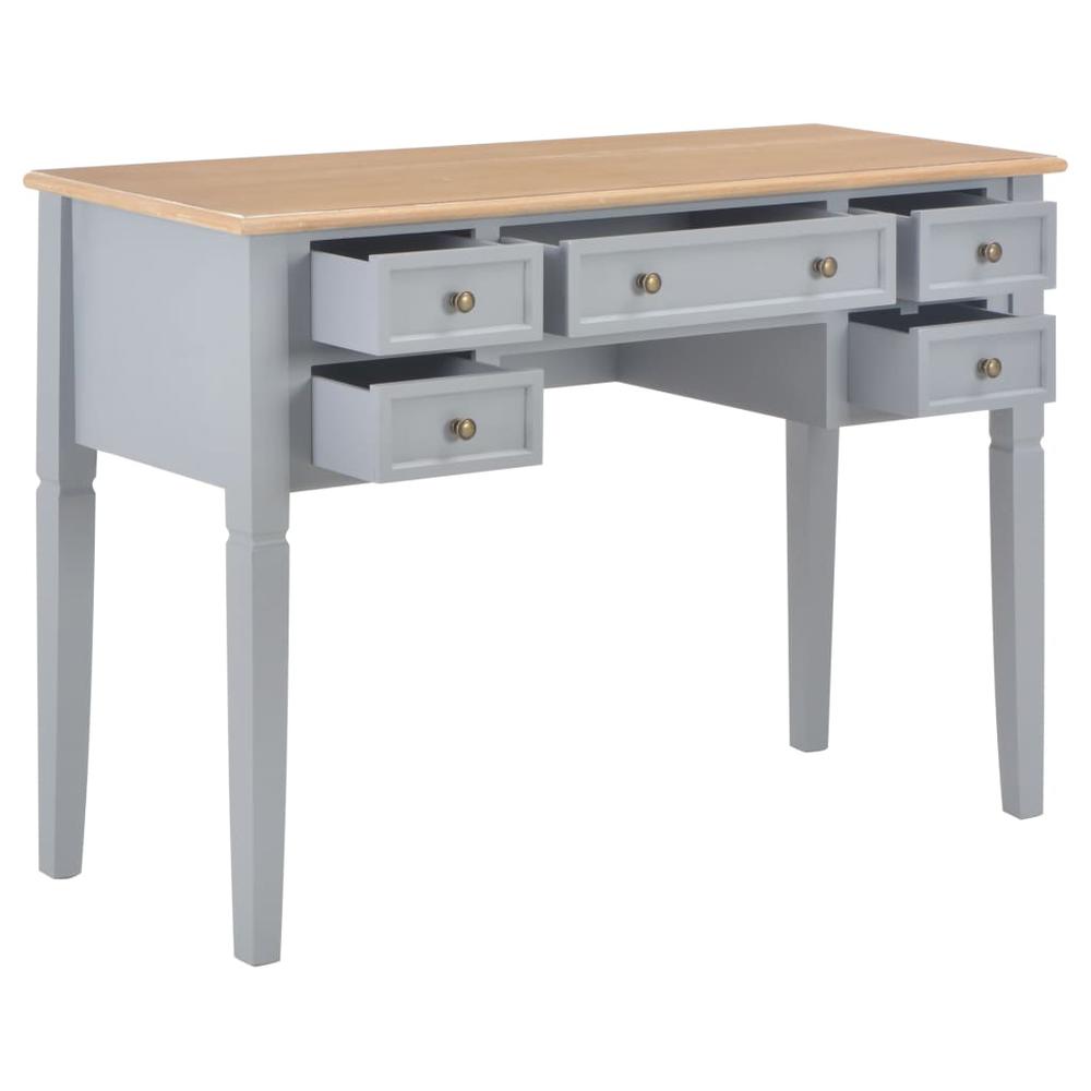vidaXL Writing Desk Gray 43.1"x17.7"x30.5" Wood, 280070. Picture 2