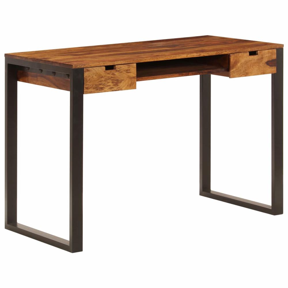vidaXL Desk 43.3"x21.7"x30.7" Solid Sheesham Wood and Steel, 247963. Picture 1