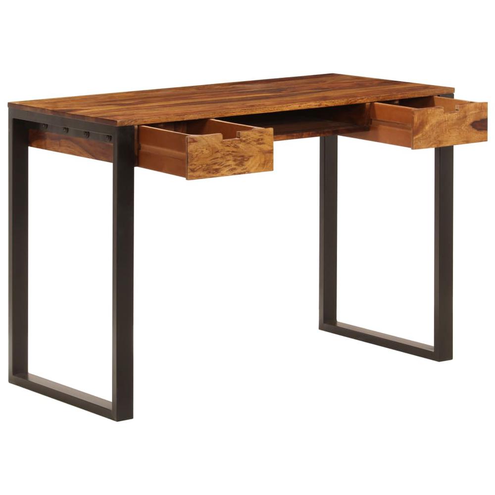 vidaXL Desk 43.3"x21.7"x30.7" Solid Sheesham Wood and Steel, 247963. Picture 2