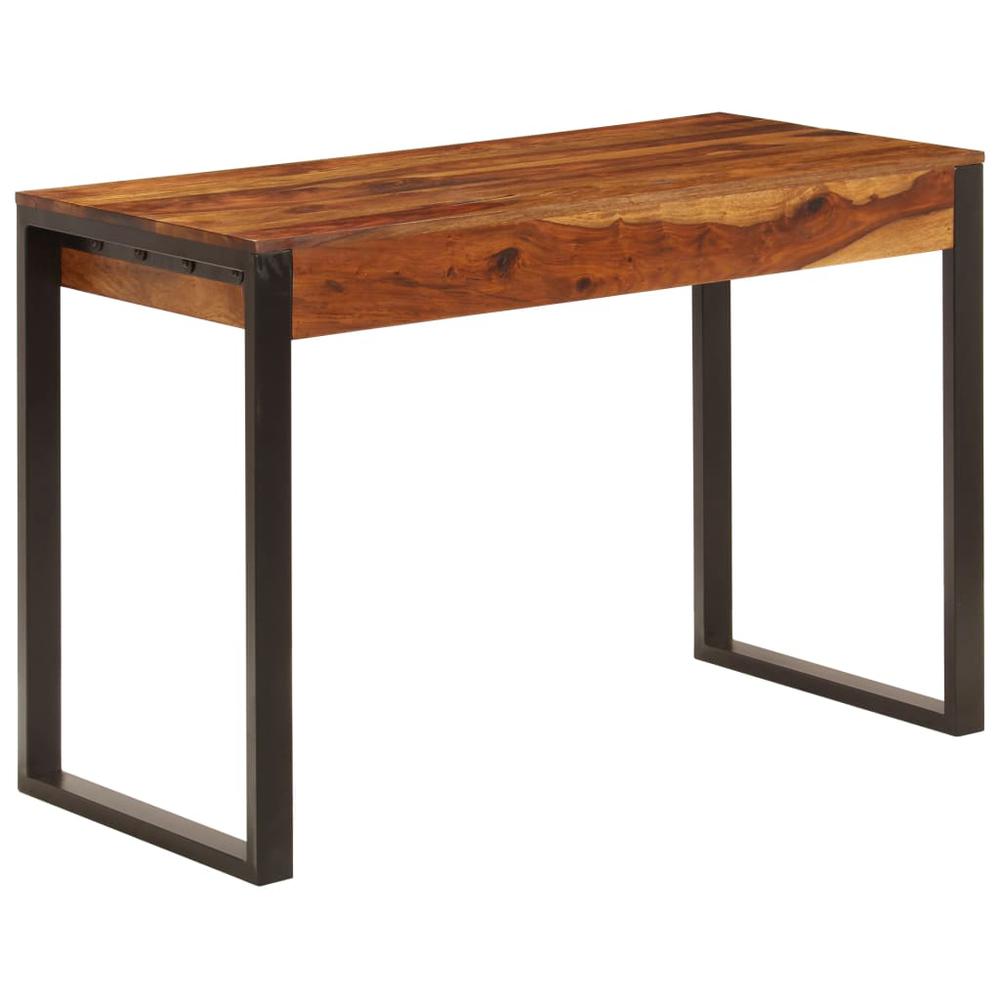 vidaXL Desk 43.3"x21.7"x30.7" Solid Sheesham Wood and Steel, 247963. Picture 3