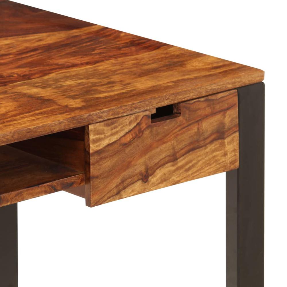 vidaXL Desk 43.3"x21.7"x30.7" Solid Sheesham Wood and Steel, 247963. Picture 6