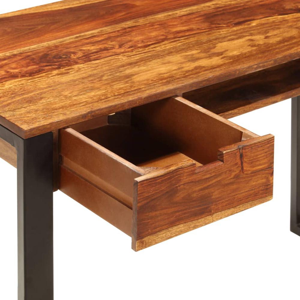 vidaXL Desk 43.3"x21.7"x30.7" Solid Sheesham Wood and Steel, 247963. Picture 7