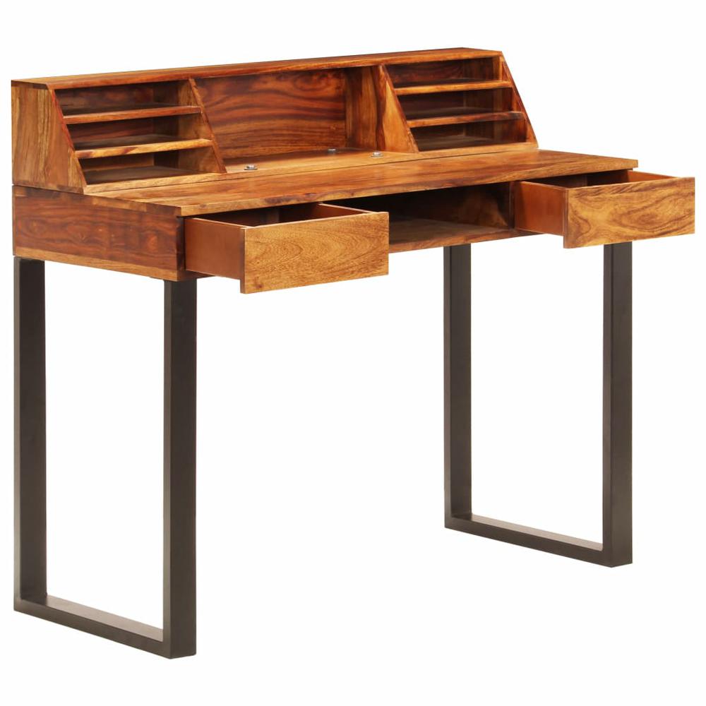 vidaXL Desk 43.3"x19.7"x37" Solid Sheesham Wood and Steel, 247964. Picture 2