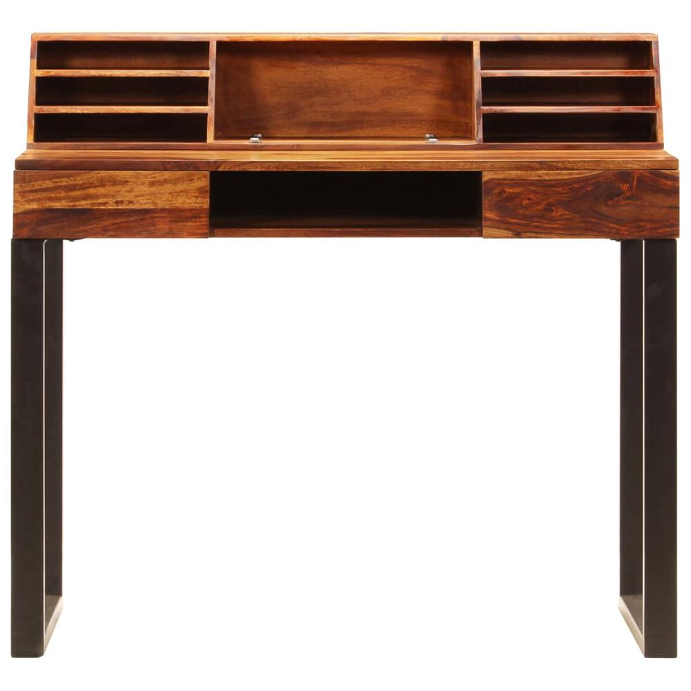 vidaXL Desk 43.3"x19.7"x37" Solid Sheesham Wood and Steel, 247964. Picture 4