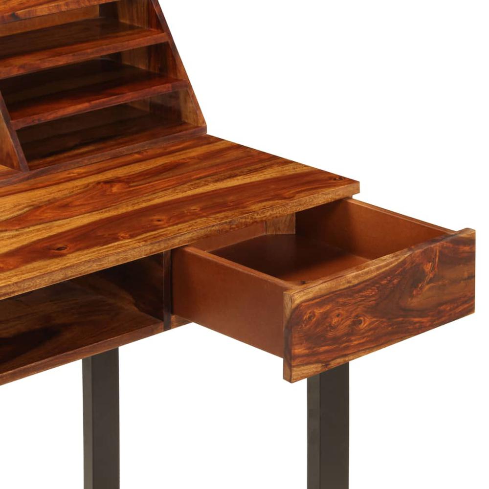 vidaXL Desk 43.3"x19.7"x37" Solid Sheesham Wood and Steel, 247964. Picture 7