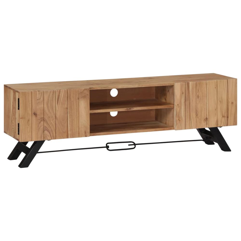 vidaXL TV Cabinet 55.1"x11.8"x17.7" Solid Acacia Wood, 247971. Picture 1