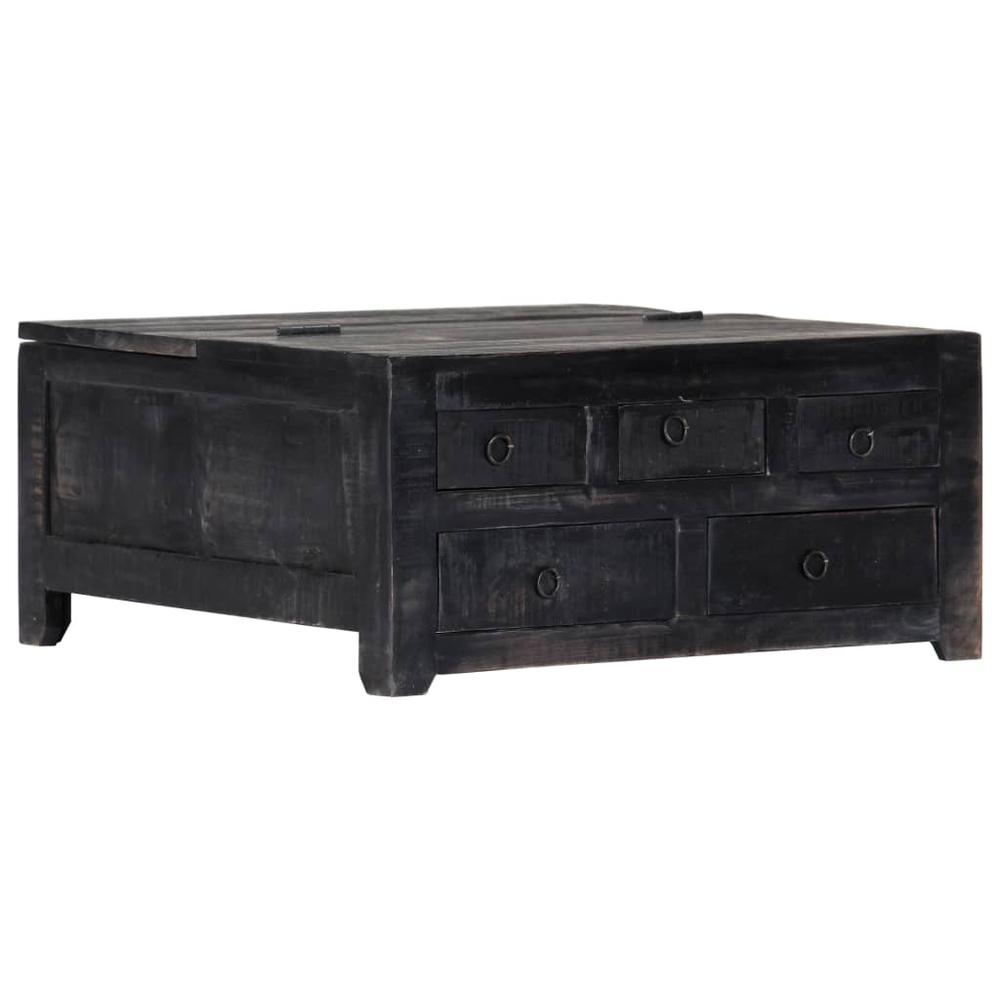 vidaXL Coffee Table Black 25.6"x25.6"x11.8" Solid Mango Wood, 247986. Picture 1